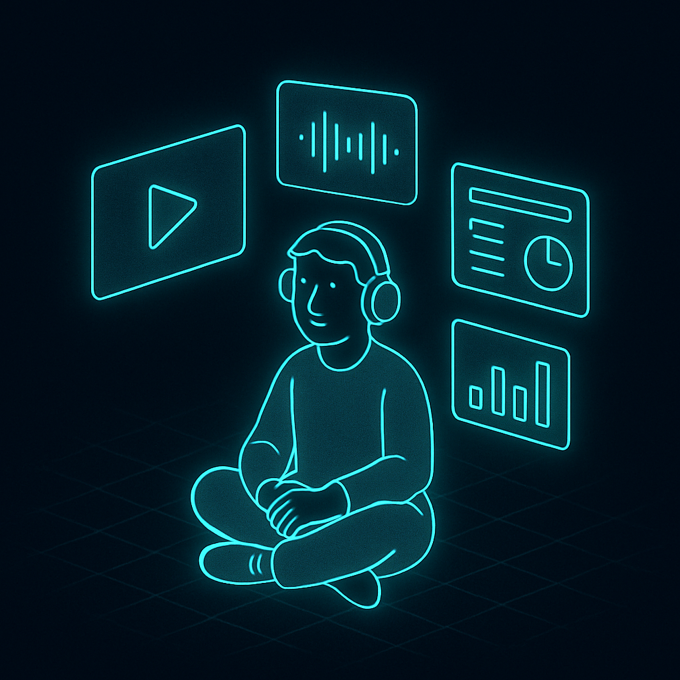 For humans — a person watching the video explainer, audio overview, slides and infographics